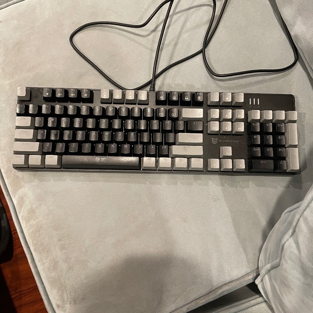 Mechanical keyboard, brown switches, gaming, any device white lights.